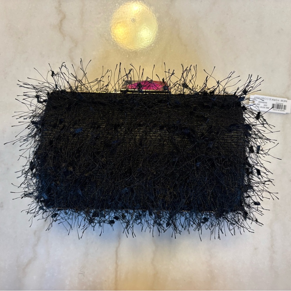 New York & Company Black Textured Clutch